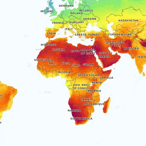 solar energy on world map