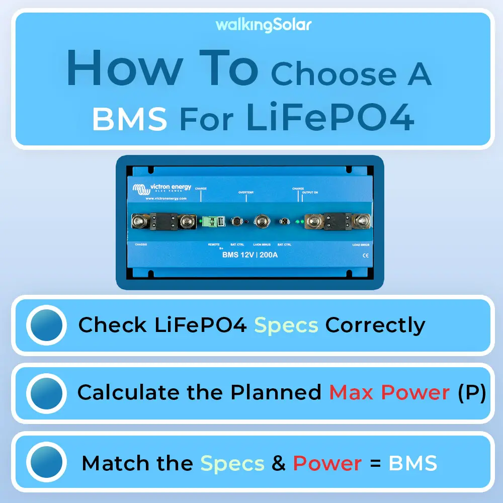 Infographic for selecting a BMS for LiFePO4 Battery